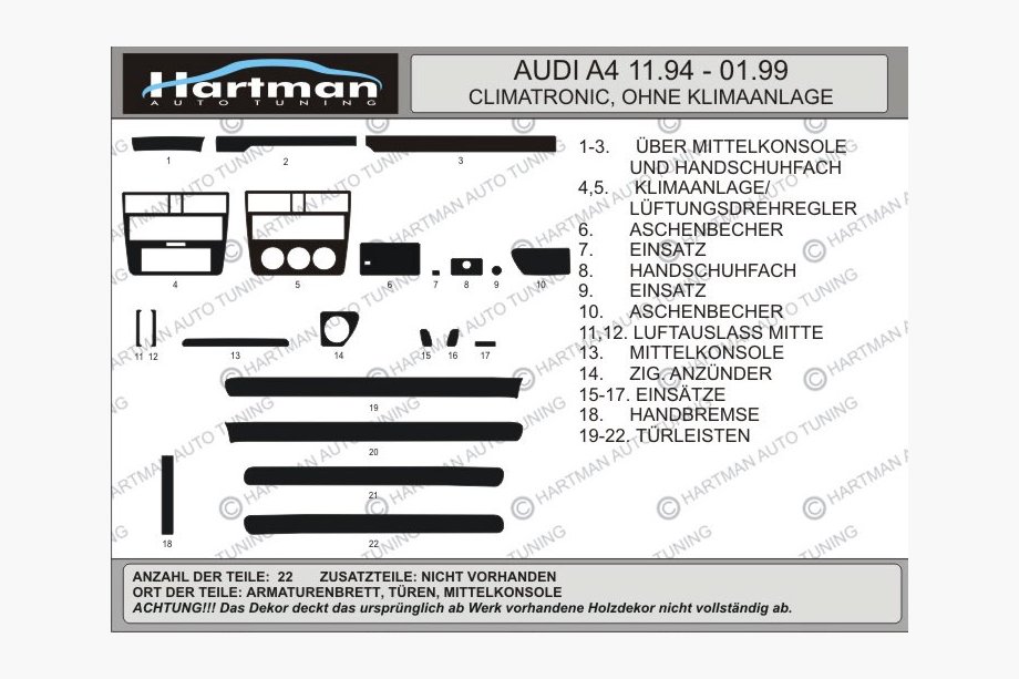 Audi A4 B5 1994-2001 рр. Тюнінг салону (Хартман) Image