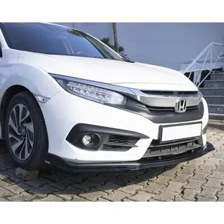 Накладка на передній бампер ЛИП V1 (чорна) Honda Civic Sedan X 2016-2021 рр. фото 1