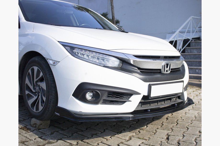 Honda Civic Sedan X 2016-2021 рр. Накладка на передній бампер ЛИП V1 (чорна) Image