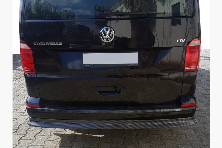 Volkswagen T6 2015-2024 рр. Задня лип накладка під карбон (ABS) Фото 1