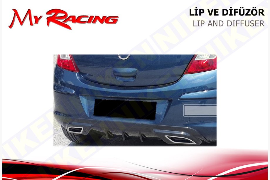 Opel Corsa D 2007-2014 рр. Накладка на задній дифузор (ABS, Чорна) Image