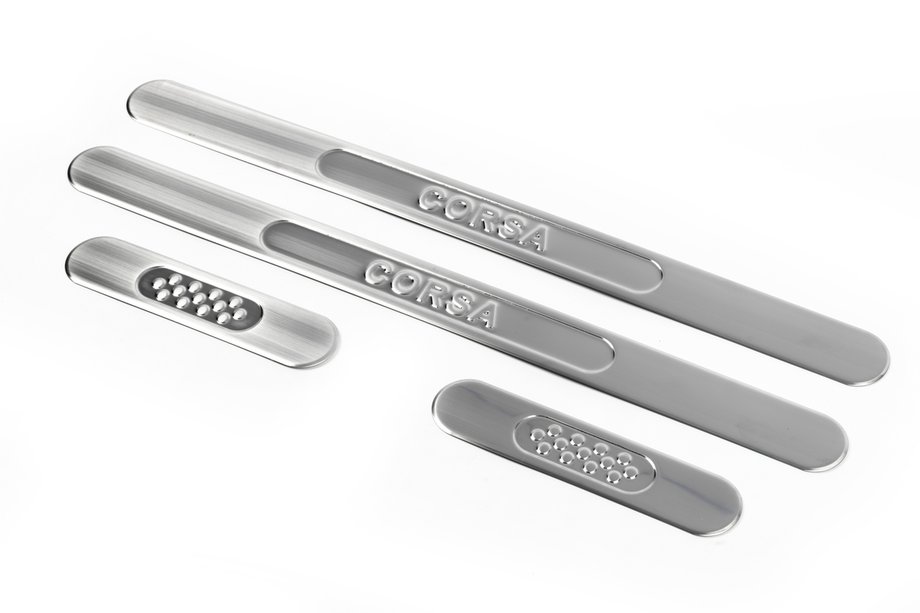 Opel Corsa D 2007-2014 рр. Накладки на пороги OmsaLine (нерж) Image