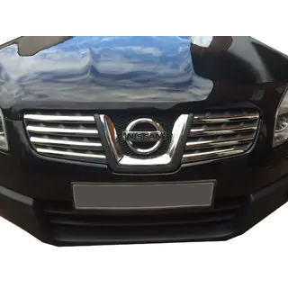 Накладки на решітку радіатора (8 шт, нерж.) Nissan Qashqai 2007-2010 рр. фото 1