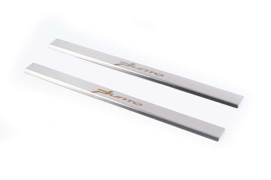 Fiat Punto Grande/EVO 2006-2018 рр. Накладки на пороги Carmos V1 (2 шт., Нерж.) Image