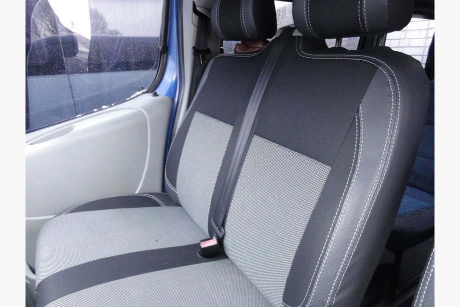 Renault Trafic 2001-2015 рр. Авточохли (кожзам і тканина, Premium) Передні 2↗1 Фото 6