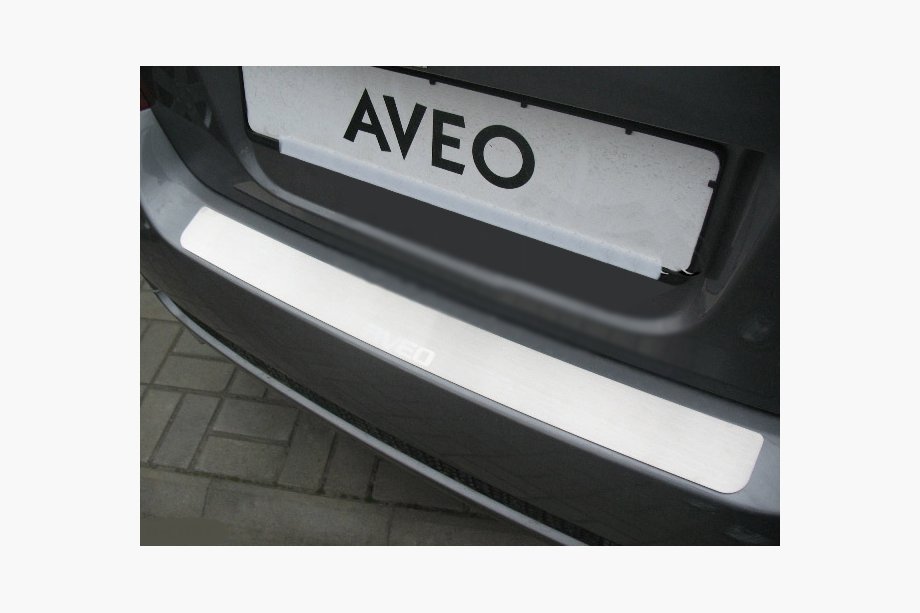 Chevrolet Aveo T250 2005-2011 рр. Накладка на задній бампер Натанико (нерж.) Седан - 4 дверний Фото 1