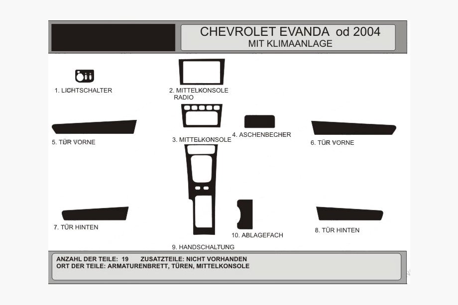 Chevrolet Evanda 2000-2006 рр. Накладки на панель (Hartman) Image