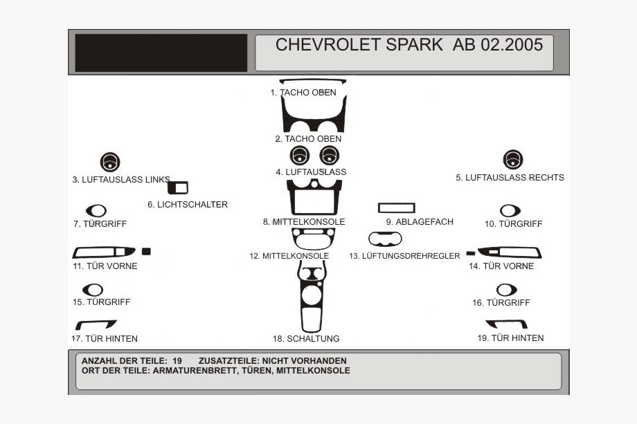 Chevrolet Spark 2004-2009 рр. Накладки на панель (Hartman) Image