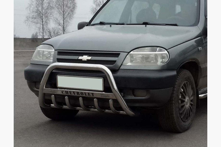 Chevrolet Niva 1998-2020 рр. Кенгурятник WT004 (нерж) Image