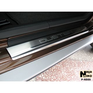 Накладки на пороги Натанико (4 шт., нерж.) Renault Duster 2018-2024 рр. фото 2