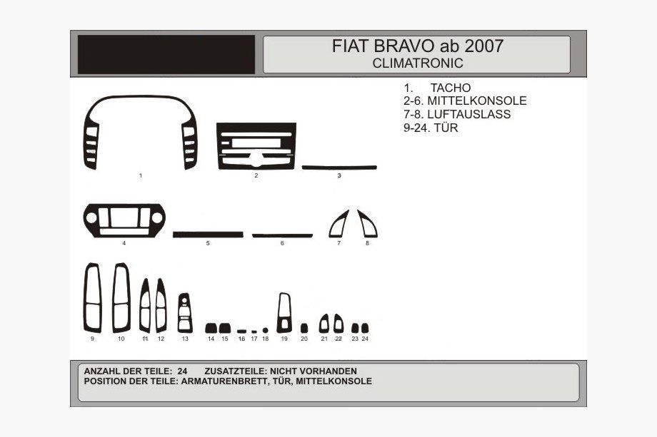 Fiat Bravo 2008-2016 рр. Накладки на панель (Hartman) Алюміній Image