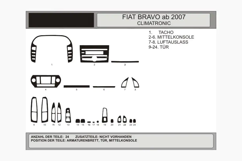 Fiat Bravo 2008-2016 рр. Накладки на панель (Hartman) Карбон плюс Фото 1