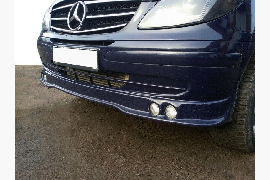 Mercedes Viano 2004-2014 рр. Накладка на бампер 4 фари (під фарбування) Image