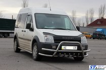 Ford Connect 2010-2013 рр. Кенгурятник з подвійними вусами WT003-Plus-2 (нерж.) фото 3