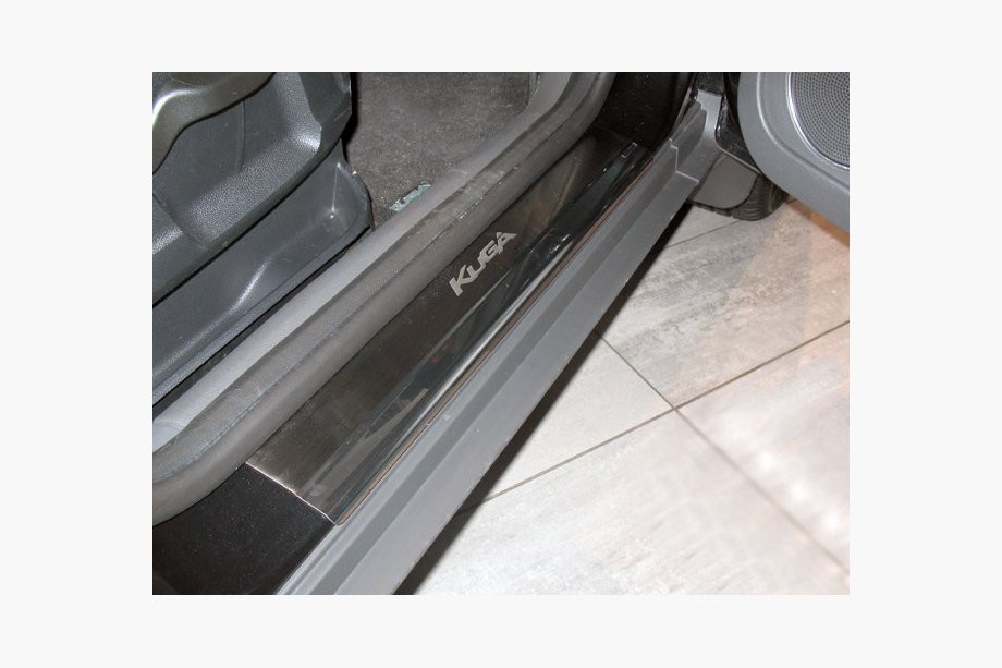 Ford Kuga 2008-2013 рр. Накладки на пороги Натанико (4 шт., нерж.) Стандарт - стрічка Lohmann, 0.5 мм Фото 1