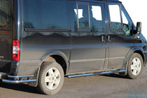 Ford Transit 2000-2014 рр. Бічні труби BB002 (2 шт., нерж.) 70 мм, L1 (коротка) фото 1