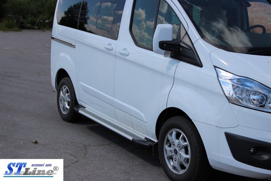 Ford Custom 2013-2022 рр. Бокові пороги King (2 шт., алюміній) Фото 3