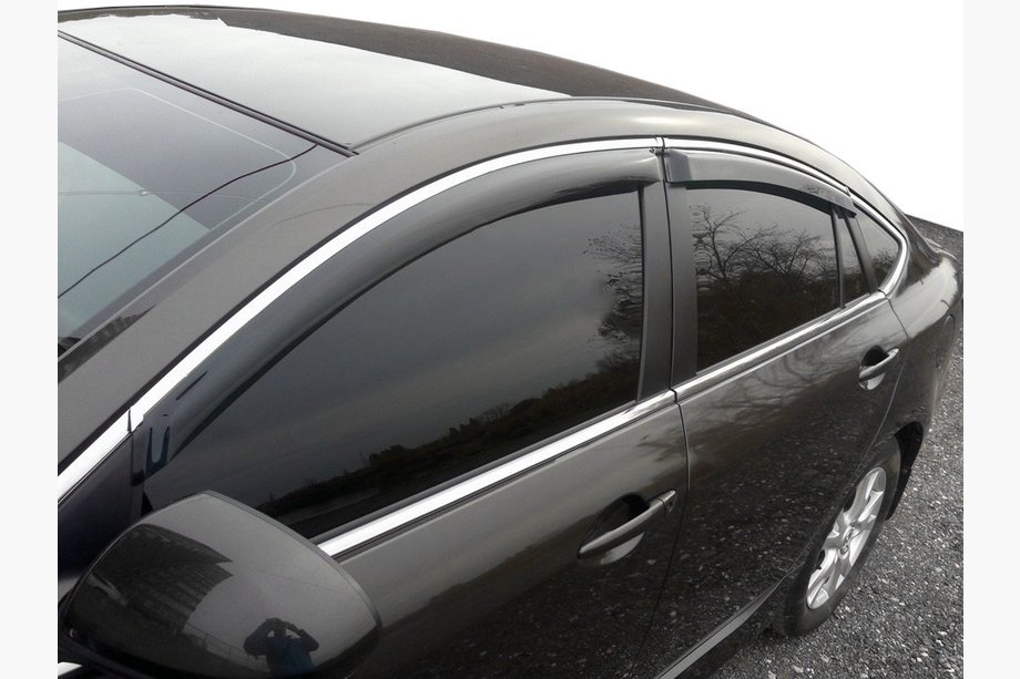 Ford Mondeo 2014-2022 рр. Вітровики з хром молдингом (4 шт, HIC) Image