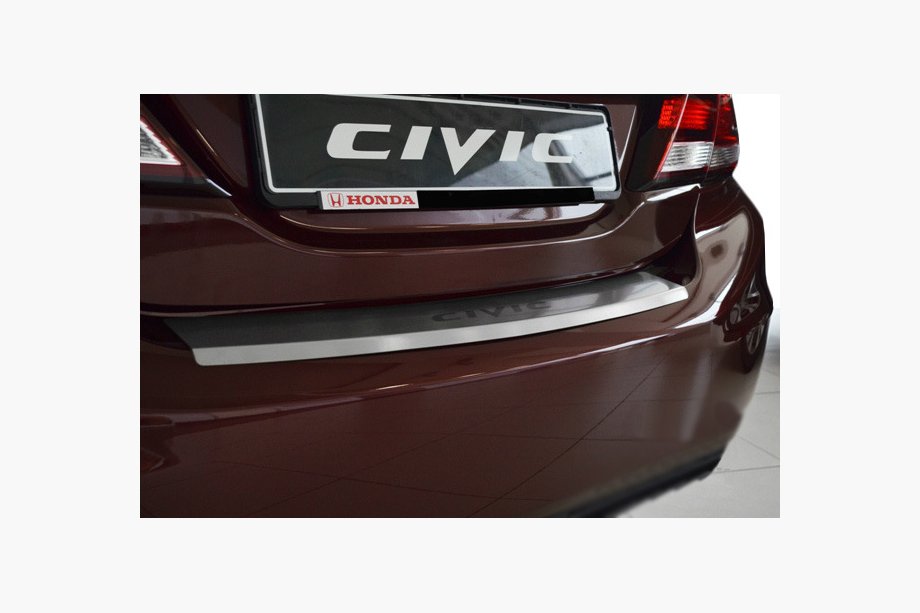 Honda Civic Sedan IX 2011-2016 рр. Накладка на задній бампер з загином Натанико (2014-2017, нерж.) Фото 1