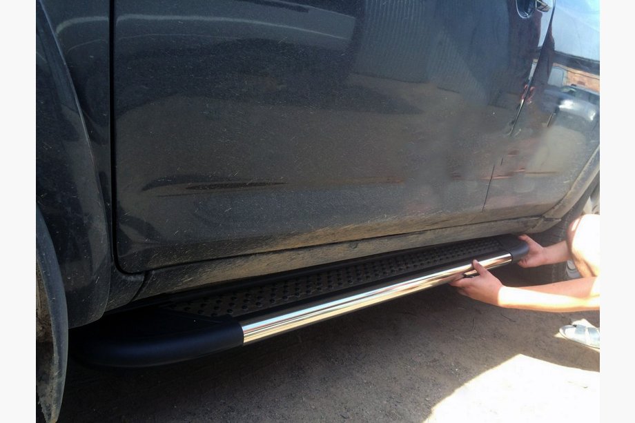 Toyota Rav 4 2006-2013 рр. Бокові пороги Maydos V1 old (2 шт., Алюміній ↗ нерж) Image