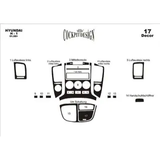 Накладки на панель (small set) Hyundai H300, H1, Starex 2008-2020 рр. фото 2