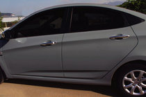 Hyundai Accent 2011-2017 рр. Накладки на ручки (4 шт, нерж) фото 1