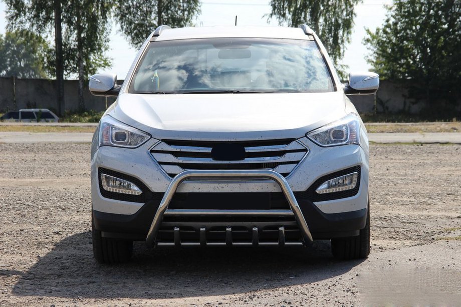 Hyundai Santa Fe 3 2012-2018 рр. Передня дуга WT003 (нерж.) Фото 3