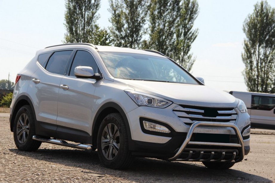 Hyundai Santa Fe 3 2012-2018 рр. Передня дуга WT003 (нерж.) Фото 4