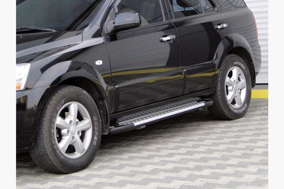 Kia Sorento I BL 2002-2009 рр. Бокові пороги Allmond Grey (2 шт., алюм.) Image