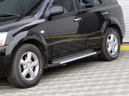 Kia Sorento I BL 2002-2009 рр. Бокові пороги Allmond Grey (2 шт., алюм.) фото 1