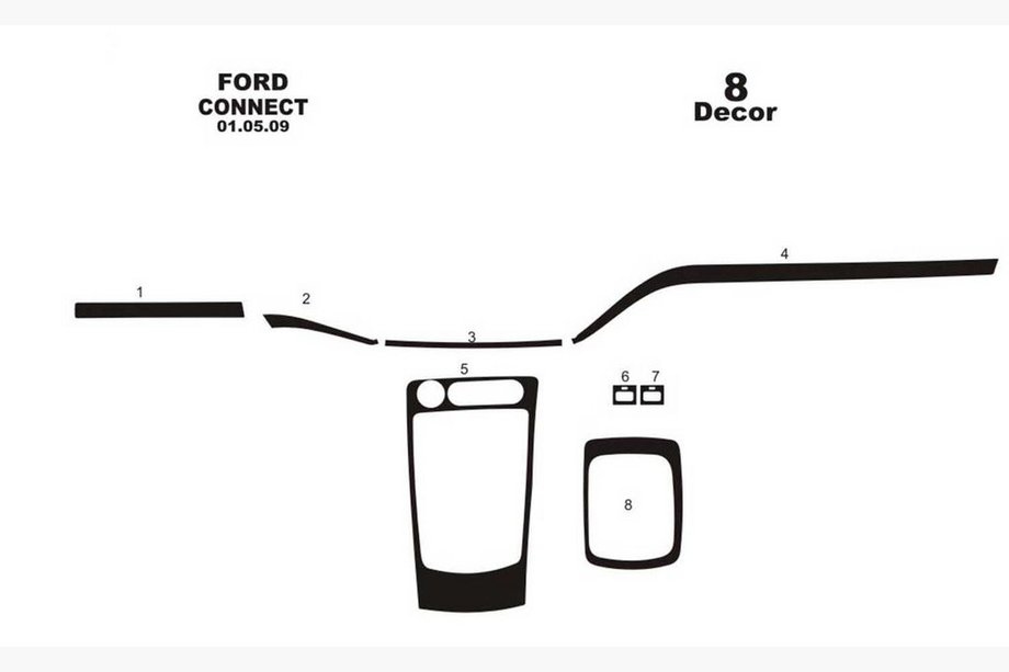 Ford Connect 2010-2013 рр. Накладки на панель (маленький комплект) Алюміній Фото 3