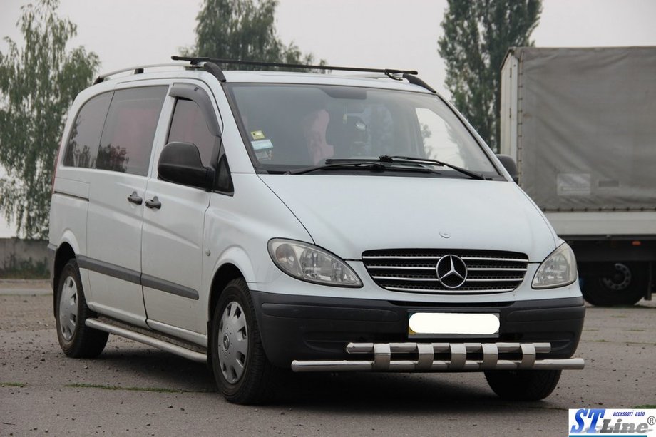 Mercedes Viano 2004-2014 рр. Передній захист Shark ST015 (нерж) Фото 3