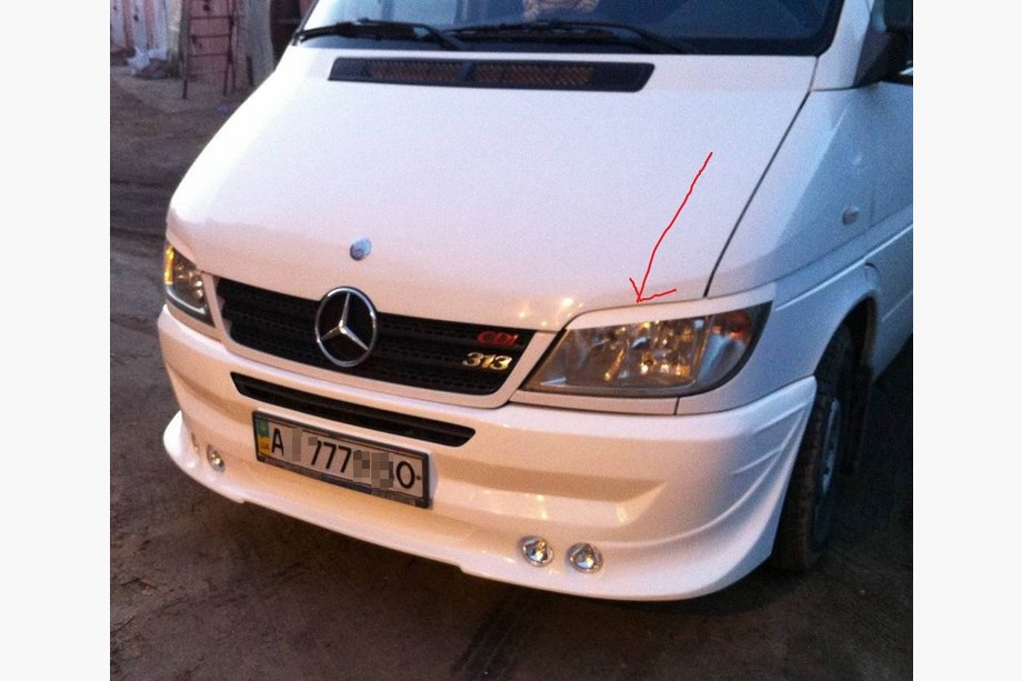 Mercedes Sprinter W901/902/903/904/905 1995-2006 рр. Війки (чорні, ABS, 2000-2006) Чорний глянець Фото 2
