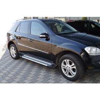 Бокові пороги Allmond Grey (2 шт., алюм.) Mercedes ML W164 2005-2011 рр. фото 1
