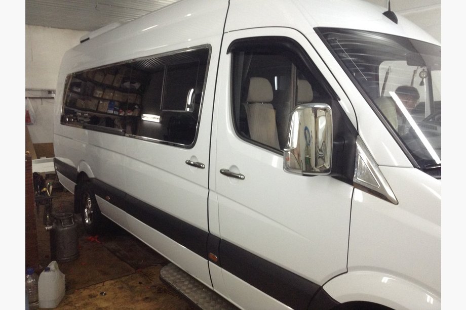 Mercedes Sprinter W906 2006-2018 рр. Повна окантовка стекол Long / ExraLong (нерж.) Фото 2
