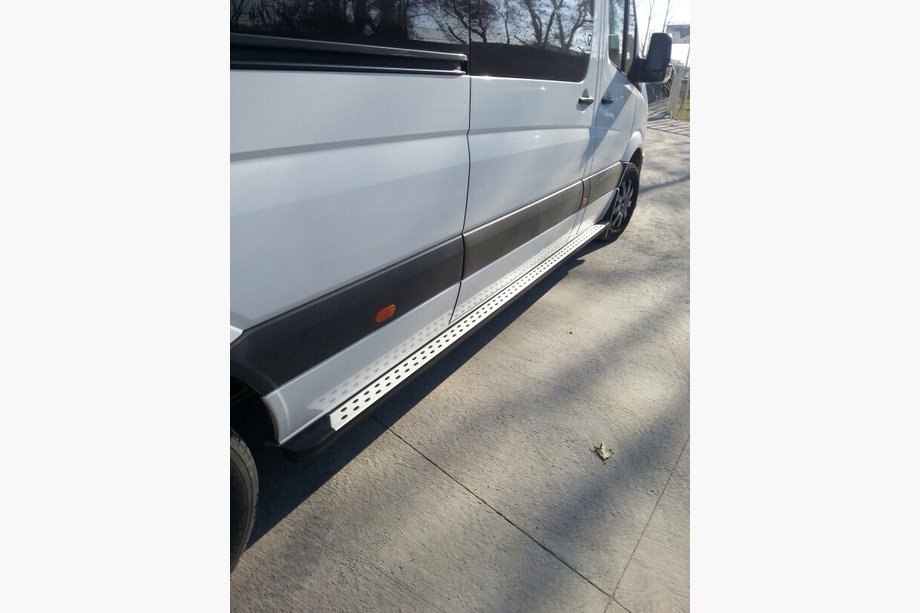 Volkswagen Crafter 2006-2016 рр. Бокові пороги DOT-Line (2 шт., Алюм.) Фото 2