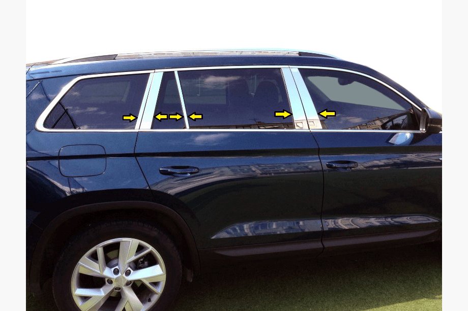 Skoda Kodiaq 2016-2023 рр. Молдинг дверних стійок (нерж) Image