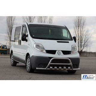 Кенгурятник з вусами WT003-15 (нерж.) Nissan Primastar 2002-2014 рр. фото 3