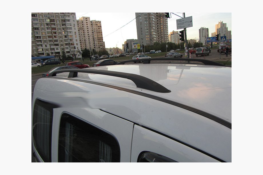 Renault Kangoo 2008-2020 рр. Рейлінги чорні Стандартна база, Пластикові ніжки Фото 2