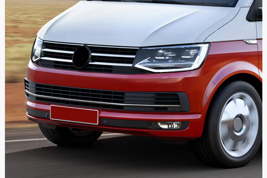 Volkswagen T6 2015-2024 рр. Накладки на решітку бампера 2015-2019 (3 шт, нерж) Image