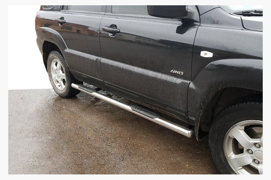 Kia Sportage 2004-2010 рр. Бічні труби (2 шт., Нерж.) Image