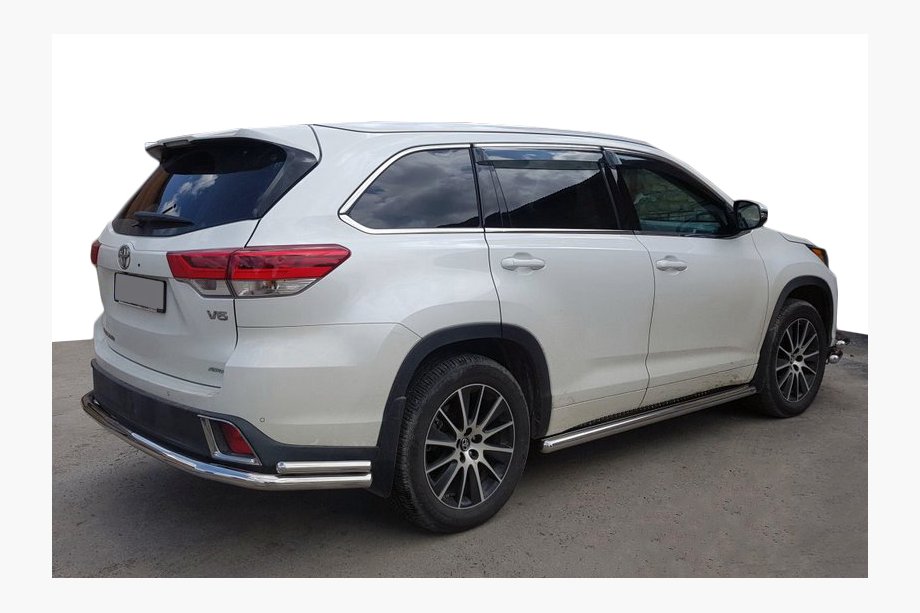 Toyota Highlander 2013-2019 рр. Задній захист AK005-2 (2 шт., нерж) Image