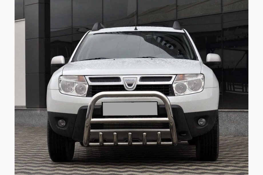 Dacia Duster 2008-2018 рр. Кенгурятник без напису QT006 (нерж.) Image