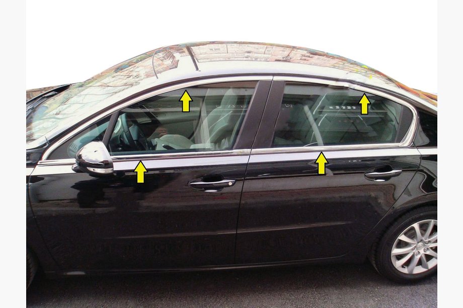 Peugeot 508 2010-2018 рр. Повна окантовка вікон (Sedan, нерж) Image