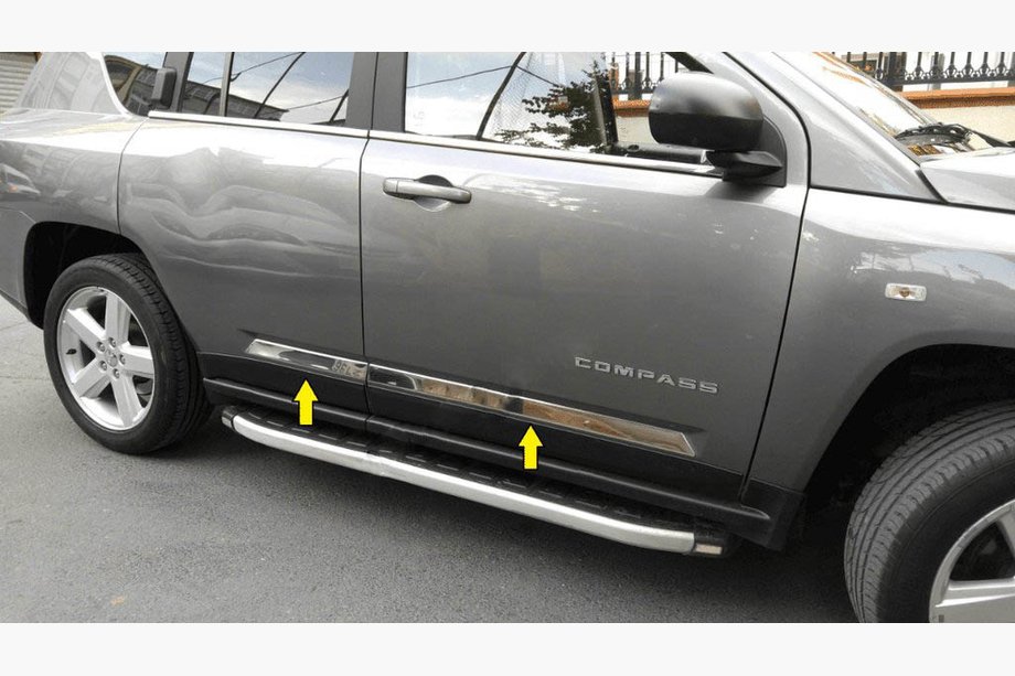 Jeep Compass 2006-2016 рр. Молдинг дверний Titiz (нерж) Image