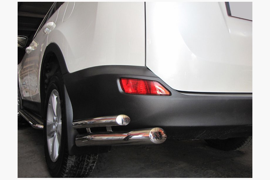 Toyota Rav 4 2013-2018 рр. Задні куточки AK003-подвійний (нерж) Image