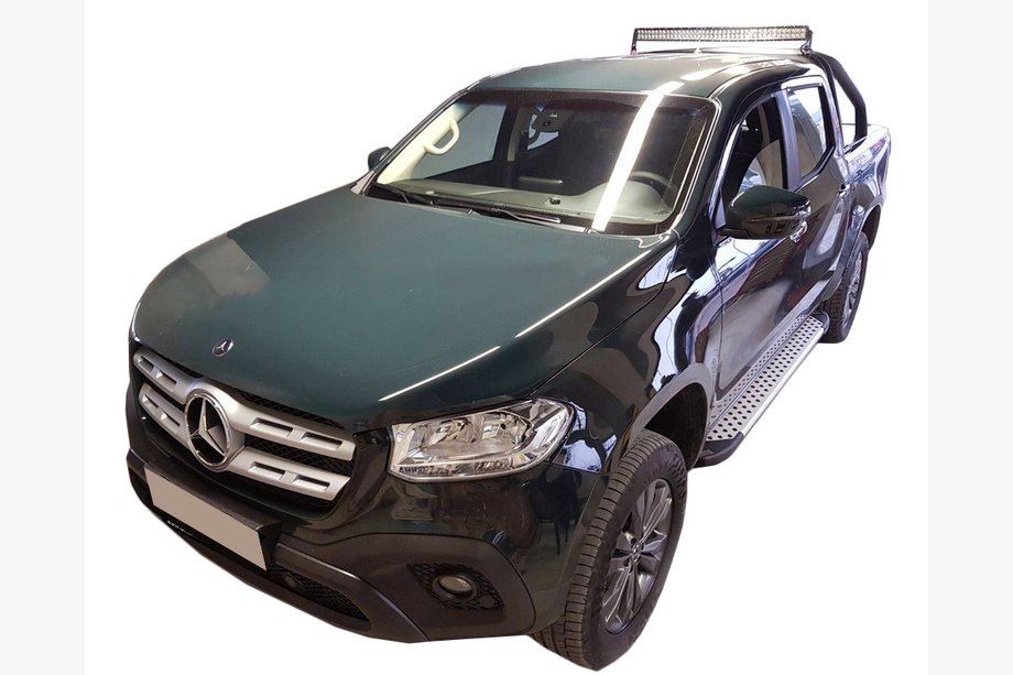 Mercedes X class 2017-2020 рр. Бокові пороги Allmond Grey (2 шт., алюміній) Image