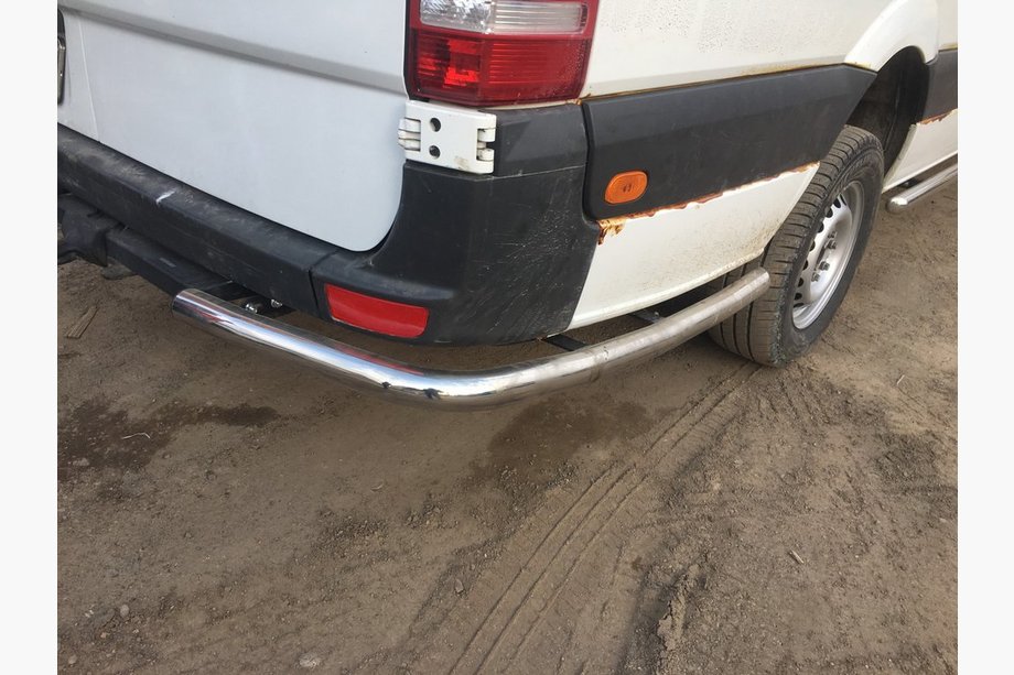 Mercedes Sprinter W906 2006-2018 рр. Бічні труби за заднім колесом кутові (2 шт, нерж) Long Фото 3