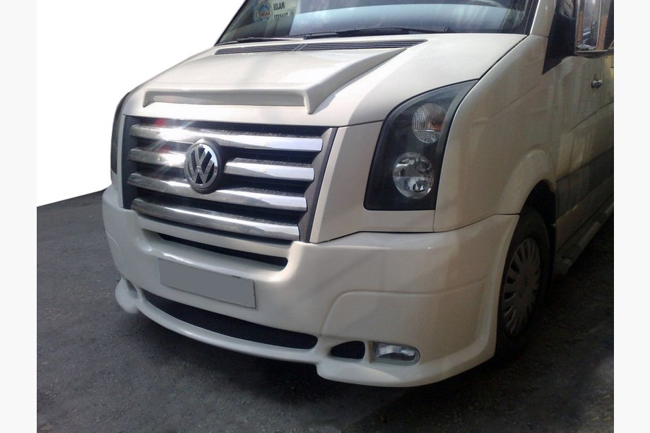 Volkswagen Crafter 2006-2016 рр. Накладка на передній бампер 2 фари 2006-2011 (під фарбування) Фото 2