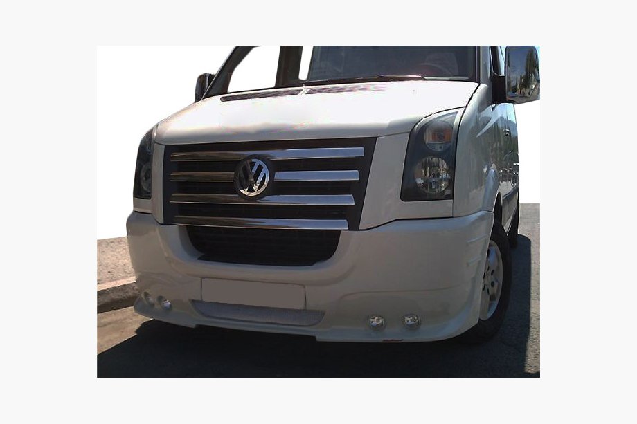 Volkswagen Crafter 2006-2016 рр. Накладка на передній бампер 4 фари 2006-2011 (під фарбування) Фото 2
